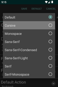 Default Font Options