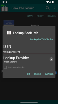 Lookup by ISBN