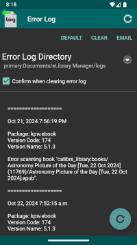 Error Log Entries