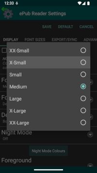 Select Font Size Option