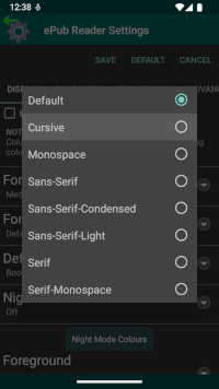 Default Font Options